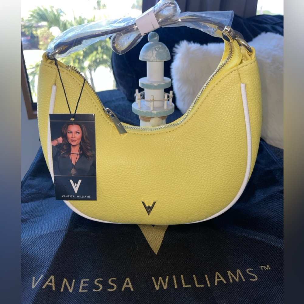 VANESSA WILLIAMS Texture Crescent Shoulder Bag In Yellow